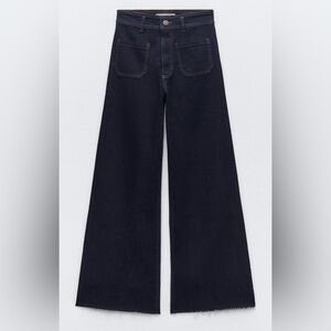 Zara Marine High Waist Straight Pocket Denim